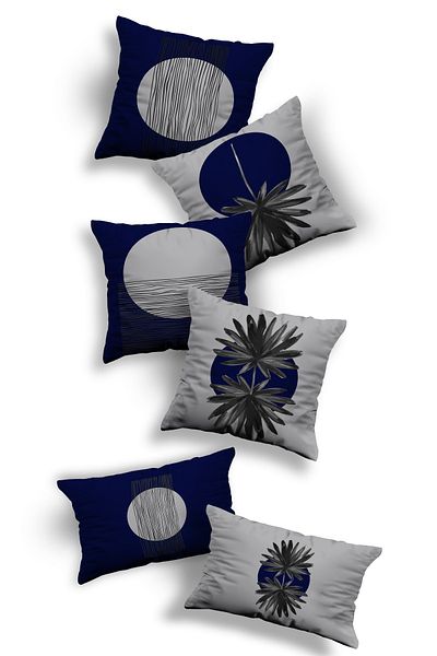 Skhome Husă de pernă pătrată cu două fețe, cu design special, 4 pătrați, 2 dreptunghi (4K2D-137)