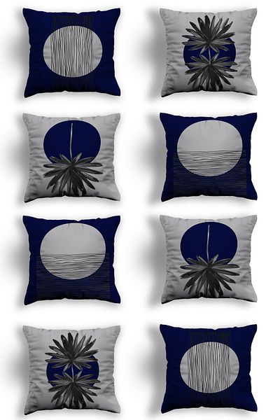 Skhome Husă de pernă decorativă din 8 piese, imprimată pe două fețe, cu design special (8LİKOM137)