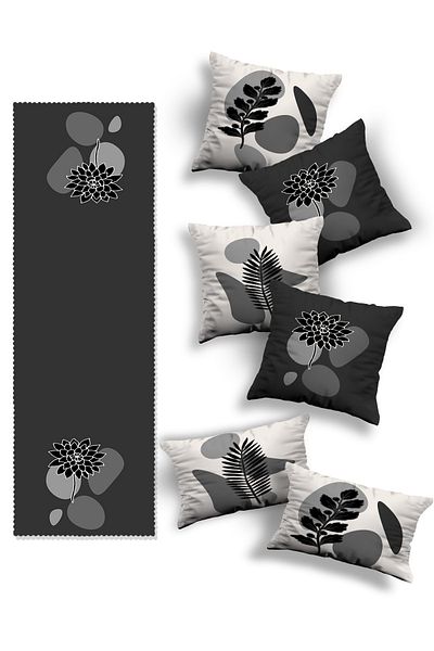 Skhome Double Sided Printed Special Design 4square 2rectangular Throw Pillow Cover and Runner(4K2D1R-KOM289-RN389)