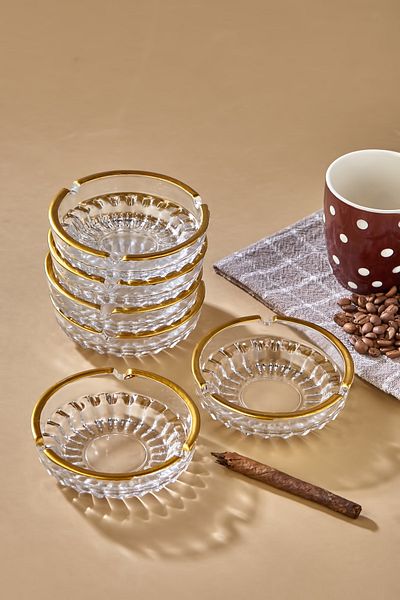 Zeryas Home 6 Gold Gilded Ash Trays