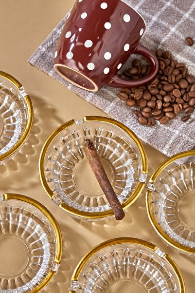 Zeryas Home 6 Adet Altın Yaldızlı Kül Tablası