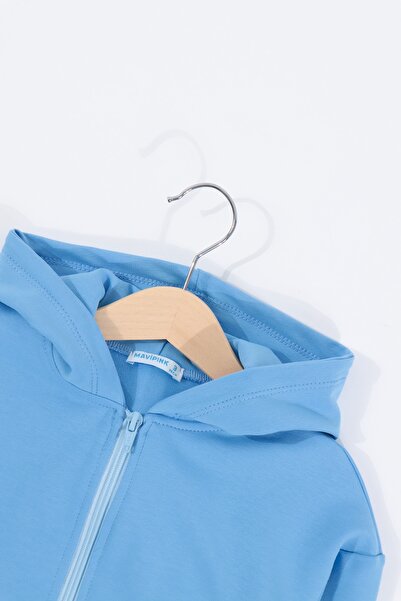 Mavipink Kız Çocuk Pamuklu Kapüşonlu Sweatshirt
