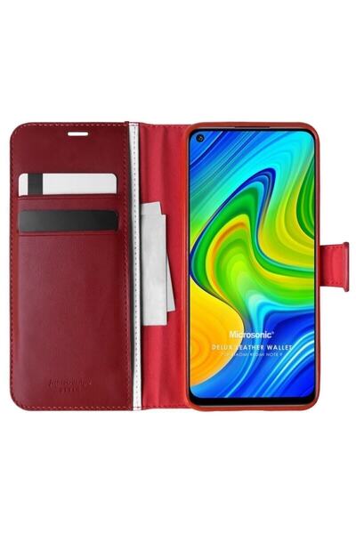 piblue حافظة هاتف Xiaomi Redmi Note 9 مع غطاء حامل وحماية باللون الأحمر