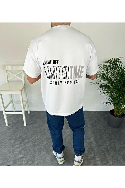 machiavelli تي شيرت أبيض كبير الحجم مطبوع لفترة محدودة على الظهر