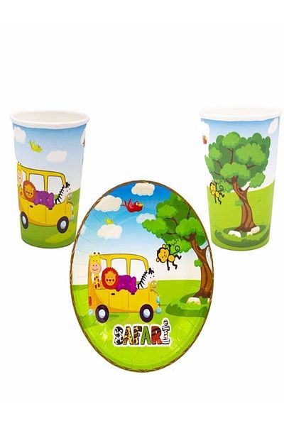 DÜVENCİ TİCARET Safari Plate Glass Set 8 Pieces
