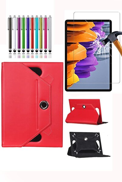 piblue Reeder M10 Pro Lte Universal 360 Dönerli Standlı Kılıf Tablet Kılıfı + Nano Ekran Koruyucu + Kalem