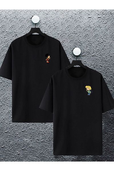 Joza Outdoors Femei Bărbați Cedric Chen Tricou oversize cu imprimeu pentru cuplu îndrăgostit, set de 2