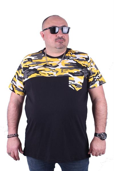 MocGrande Plus Size Men's Camouflage T-Shirt with Pockets 23145 Mustard