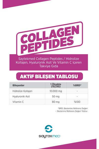SAYTEKMED Collagen Peptides / Food Supplement Containing Hydrolyzed Collagen, Hyaluronic Acid And Vitamin C