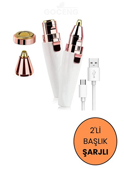 GOCENG Kaş Ve Bıyık Tüy Alma Aleti Makinesi 2 Başlık Sarjlı Epılatör