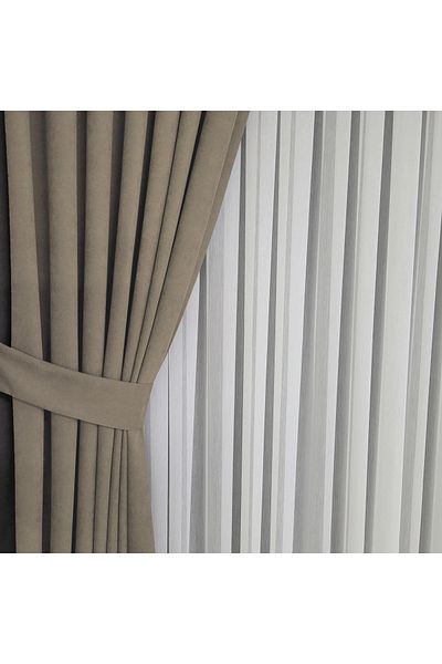 Yuka Diamond Double Wing Sandstone Velvet Textured Sparse Pleated Plain Island Background Curtain Plain90 X 270