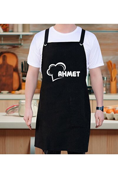 Bk Gift Kişiye Özel Isimli Chef Tasarımlı Profesyonel Siyah Mutfak Önlüğü, Aşçı Önlüğü, Şef Önlüğü,