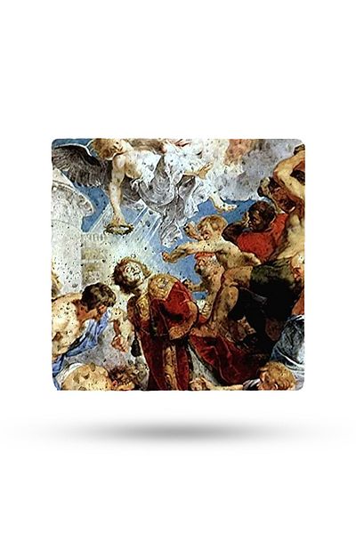 Begoloni Stone Decor 15X15Cm Natural Stone Trivet - Mythological Printed Teapot Pot
