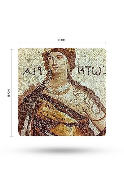Begoloni Stone Decor 15X15Cm Zeugma Mosaic Printed Natural Stone Pot-Teapot Base