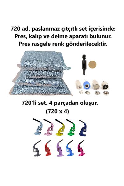 tuhafiyecimiz Snap Machine, (nickel) 720 Pieces 15mm Stainless Alpha Snaps, with Molds