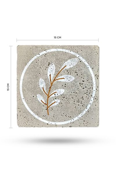 Begoloni Stone Decor Natural Stone Trivet 15X15Cm Floral Printed Pot Mat