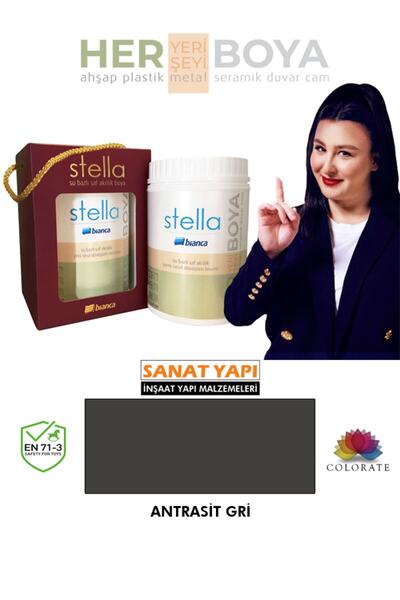 Bianca Stella Su Bazlı Akrilik Boya Antrasit Gri