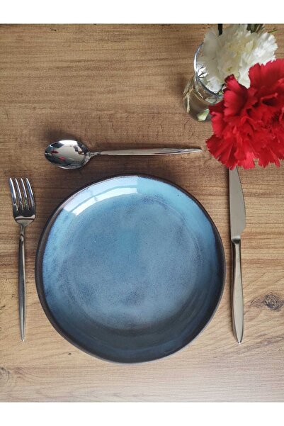 mupot Mavi Stoneware Seramik El Yapımı Tabak (19 Cm)