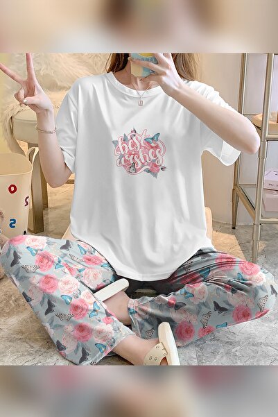 PEMBİŞ HOMEWEAR طقم بيجامة Zezecim Wishes فائق النعومة بأكمام قصيرة