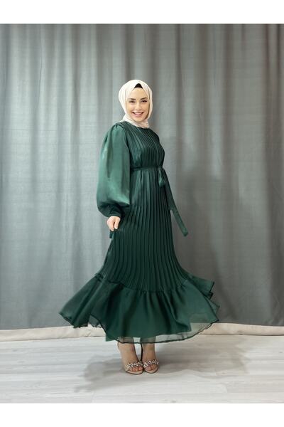 Papatya Giyim İzmit Γυναικείο φόρεμα σιφόν με πλισέ Janjan Hijab