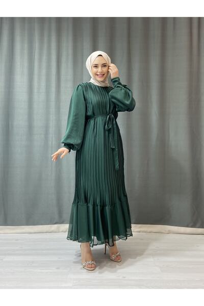 Papatya Giyim İzmit Γυναικείο φόρεμα σιφόν με πλισέ Janjan Hijab