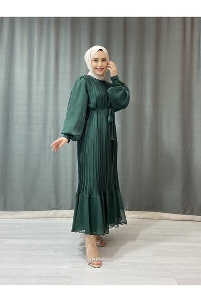 Papatya Giyim İzmit Γυναικείο φόρεμα σιφόν με πλισέ Janjan Hijab