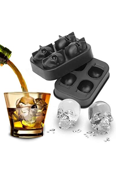 Eysigo Kurukafa Buz Kalıbı, Silikon, 4lü Siyah