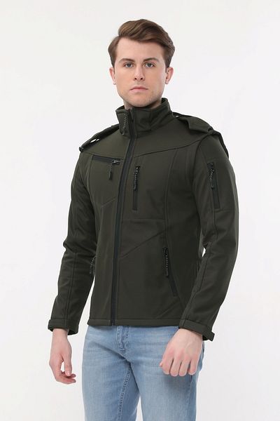 Uniprom Tactical Softshell Coat Sleeves and Hood Detachable Men's Khaki