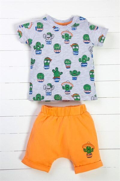 Panolino Baby Boy 100% Cotton&cotton Orange Color T-shirt Shorts Bottom Top 2 Piece Set 4801-g
