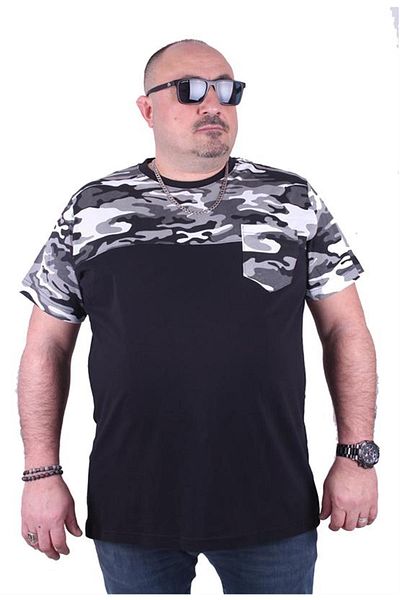 Starbattal Large Size Men's Camouflage T-Shirt with Pockets 23145 Fume
