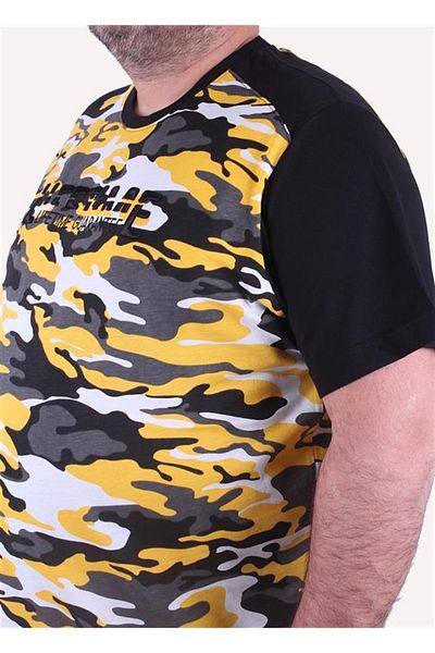Starbattal Men's Big Size Shoulder Line Camouflage T-Shirt 23147 Mustard