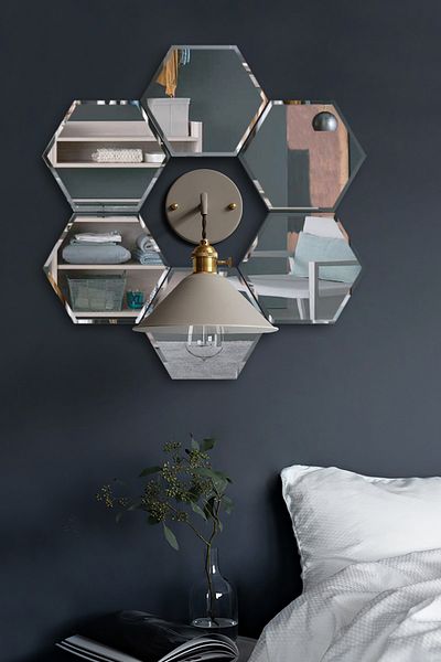 Decorita Sconce Mirror| Flat Mirror| Hexagonal Mirror| Set of 6