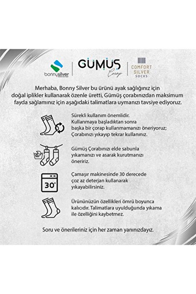 Bonny Silver %22 Saf Gümüş Iyonlu Tam Korumalı Çorap