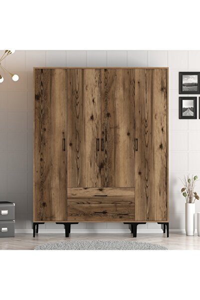 Variant Mobilya Kumsal 4 Kapılı Gardrop Sts V719- Ceviz