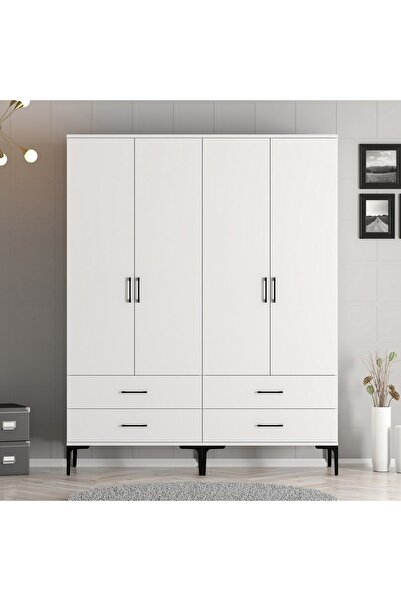 Variant Mobilya Kumsal 4 Kapılı Gardrop Tt - Beyaz