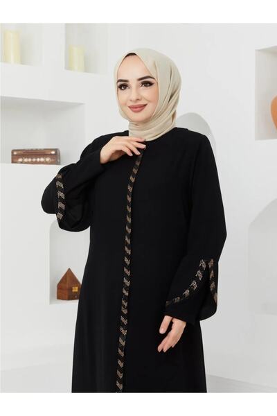 KMKkombin Bayan-kadın Kolu Modelli Fermuar Üst Kısmı Desenli Pardesü-ferace
