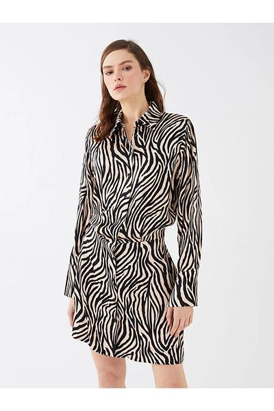 LC Waikiki Rochie de damă din satin cu mânecă lungă cu model Lcw Vision