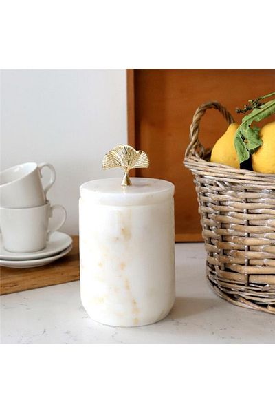 Akayev Marble White Ginkgo Spice Rack