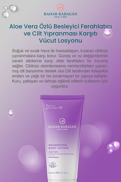 Bahar Babacan Aloe Vera 200ml - Nourishing, Refreshing and Anti-Skin Loss Body Lotion