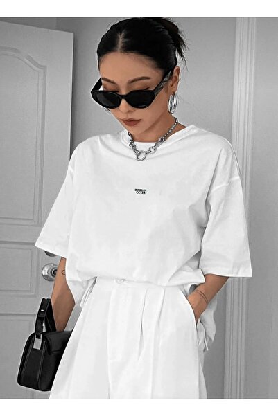 AFROGİYİM Γυναικείο μπλουζάκι Oversize με στάμπα