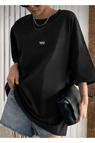 AFROGİYİM Γυναικείο μπλουζάκι Oversize με στάμπα