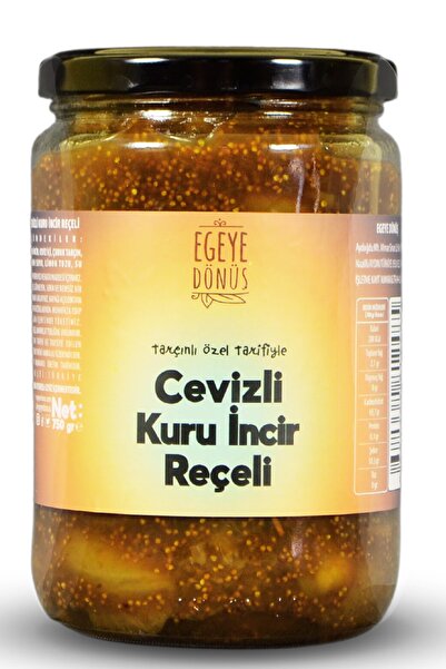 EGEYE DÖNÜŞ Geleneksel Tarçınlı Bol Cevizli Kuru İncir Reçeli Cam Kavanoz - 7...