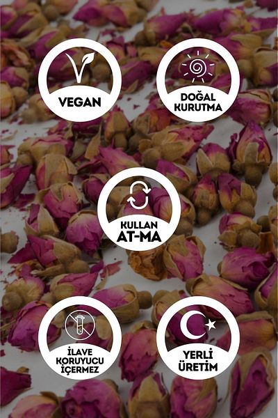 EGEYE DÖNÜŞ 25 gr.Gonca Pink Bud Dried Rose - Jar Appearance Ziplock Bag