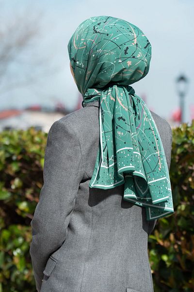 Vissona Şal de mătase Medina de lux pentru damă, verde petrol