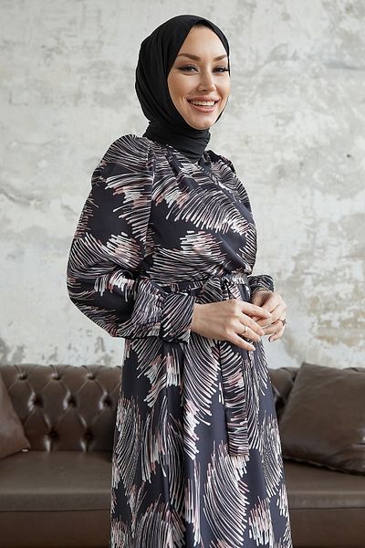 InStyle Φόρεμα Nori με Ζώνη Σατέν - Μαύρο
