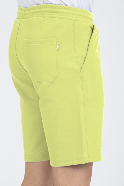 BESSA Men's Lemon Yellow Cotton Flexible Waisted Lanyard Relaxed Fit Pocket Shorts
