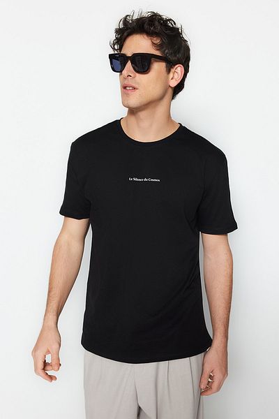 Trendyol Collection Чорна футболка з мінімальним візерунком зі 100 бавовни TMNSS23TS00205