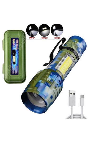 Neler Geldi Neler Ultra Güçlü 2500 Lumens 5w Cob Led Usb Şarjlı El Feneri Kam...