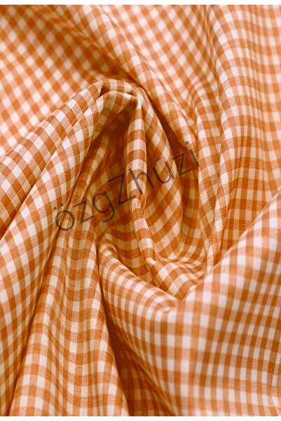 perlina home Plaid Orange Muslin Cotton Fabric (UAreaways :dress,etekvb. )