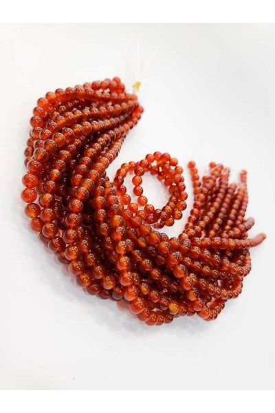 Yüksel Boncuk 8 Mm Brown Color Natural Stone String - Karnelyan Akik